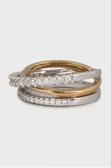 Triple ring with crystals