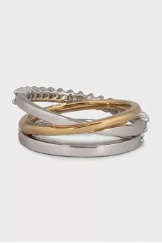 Triple ring with crystals