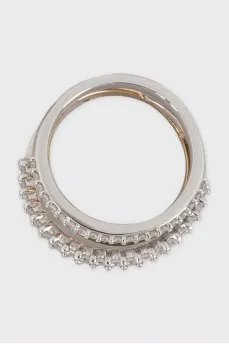 Triple ring with crystals
