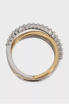Triple ring with crystals