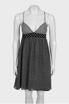 Black printed sundress with tag