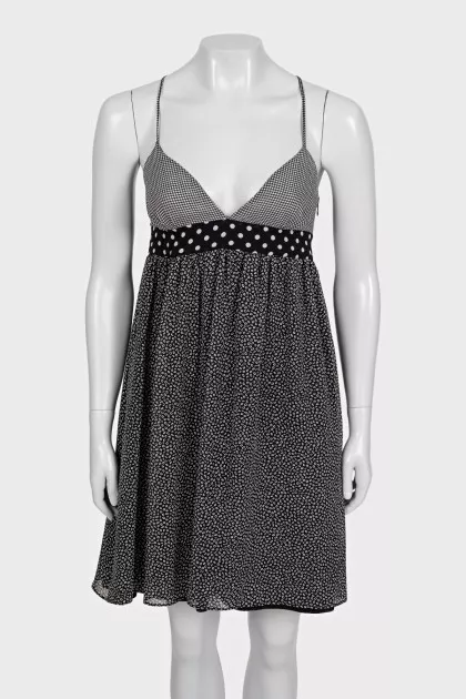 Black printed sundress with tag