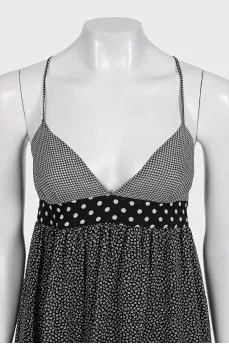 Black printed sundress with tag