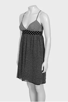 Black printed sundress with tag