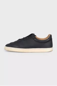 Men's blue leather sneakers with logo