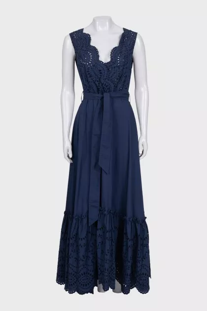 Blue dress with floral perforation