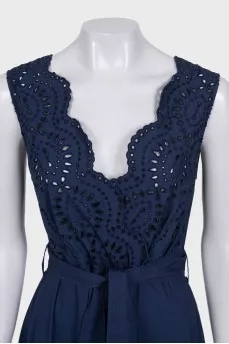 Blue dress with floral perforation