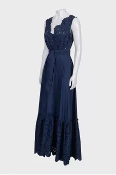 Blue dress with floral perforation
