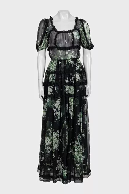 Sheer printed maxi dress