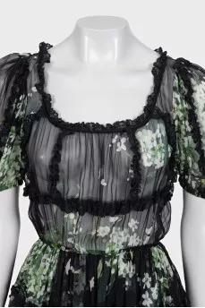 Sheer printed maxi dress