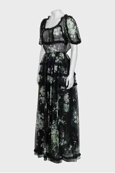 Sheer printed maxi dress