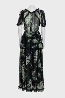 Sheer printed maxi dress