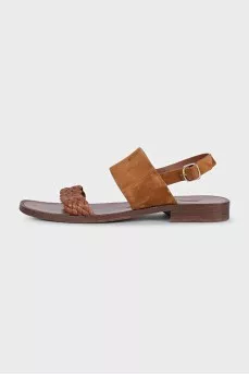 Brown leather and suede sandals