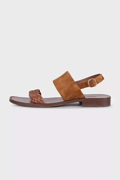 Brown leather and suede sandals