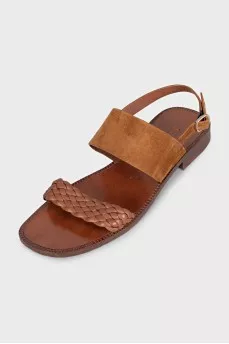 Brown leather and suede sandals