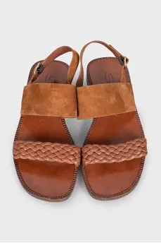Brown leather and suede sandals
