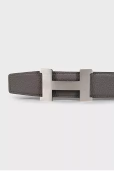 Men's reversible leather belt with logo