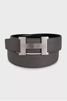 Men's reversible leather belt with logo