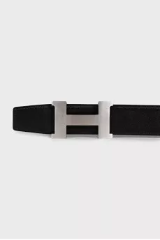 Men's reversible leather belt with logo