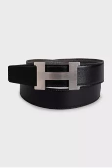 Men's reversible leather belt with logo