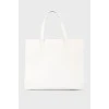 Cabas leather white bag on handles