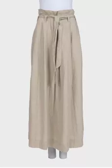 Beige linen midi skirt