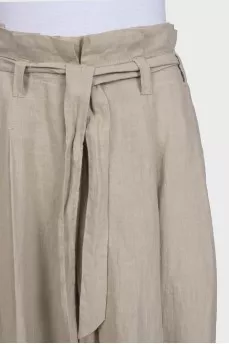 Beige linen midi skirt