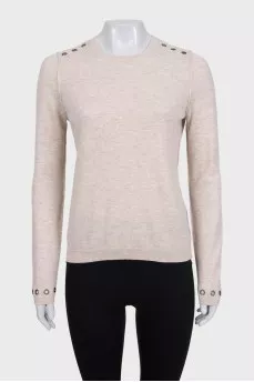 Beige wool and cashmere jumper