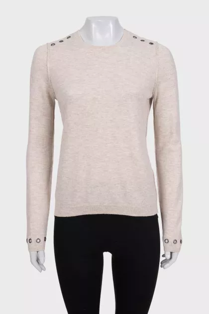 Beige wool and cashmere jumper