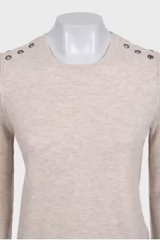 Beige wool and cashmere jumper