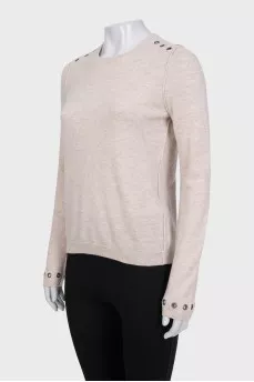 Beige wool and cashmere jumper