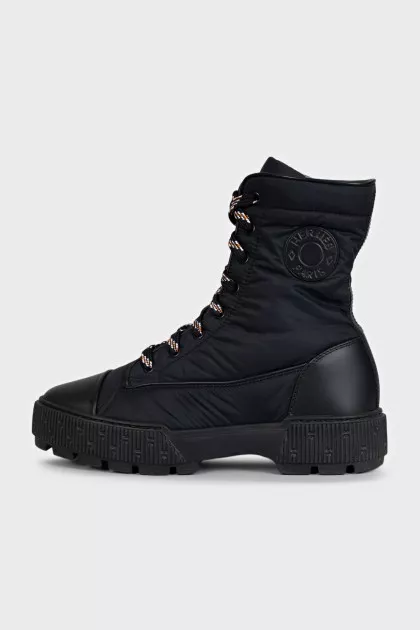 Fresh black textile boots