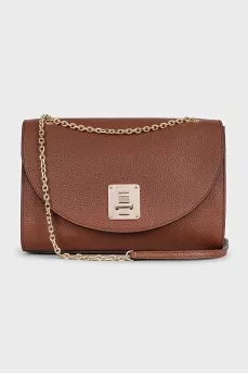 Brown leather bag with gold hardware