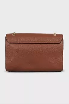 Brown leather bag with gold hardware