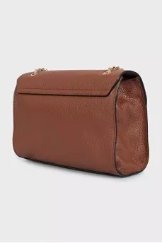 Brown leather bag with gold hardware