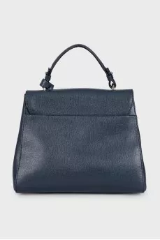 Blue leather satchel