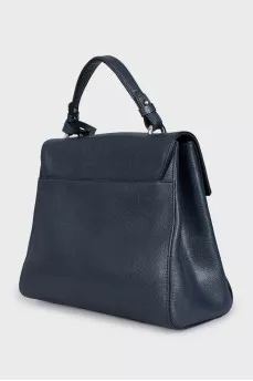 Blue leather satchel