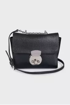 Black leather shoulder bag
