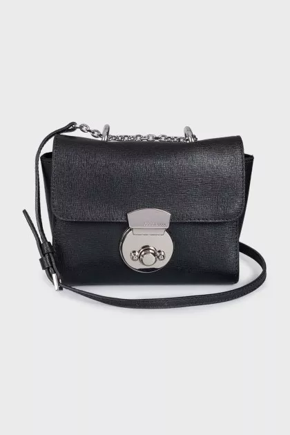 Black leather shoulder bag