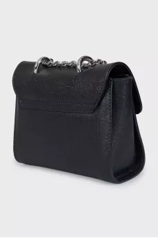 Black leather shoulder bag