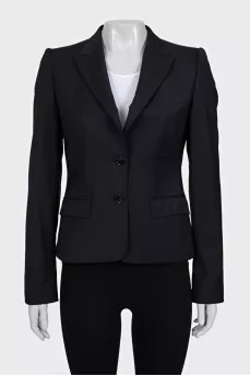 Black fitted button-down jacket