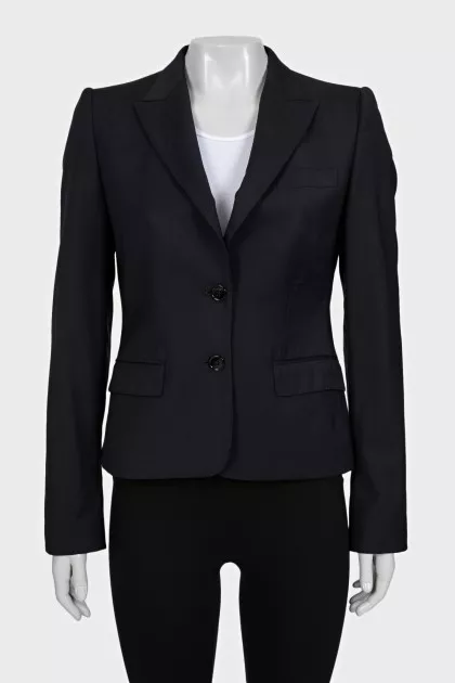 Black fitted button-down jacket