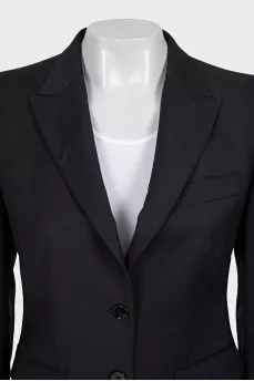 Black fitted button-down jacket