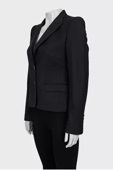 Black fitted button-down jacket