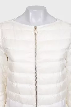 White quilted down jacket with decorative sleeves