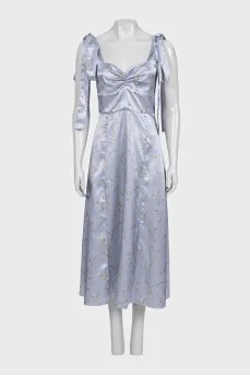 Light blue fitted dress with floral print