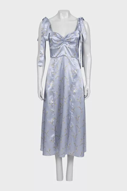 Light blue fitted dress with floral print