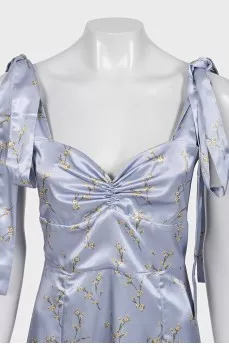 Light blue fitted dress with floral print