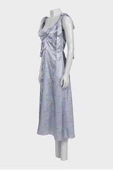 Light blue fitted dress with floral print