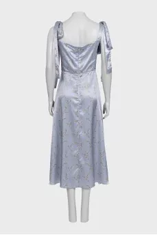 Light blue fitted dress with floral print